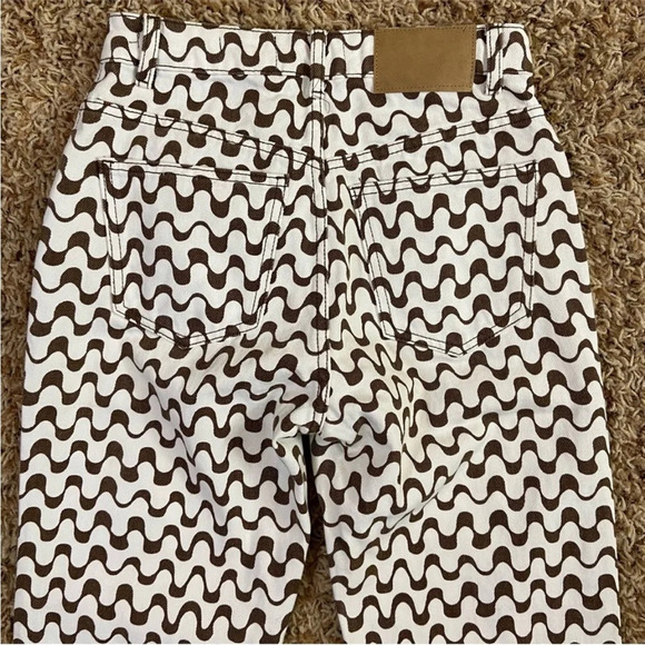 Cotton On High Rise Super Stretch Straight Leg Wavy Geometric Printed Jeans sz 4 - Picture 10 of 11